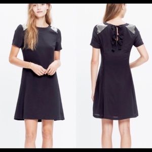 Madewell black dress with gold sequin shoulder